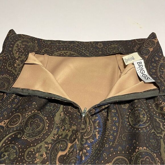 Women's Briggs Petite Maxi Skirt Size 10P  Brown/Green/Blue Paisley Like pattern - Picture 6 of 8